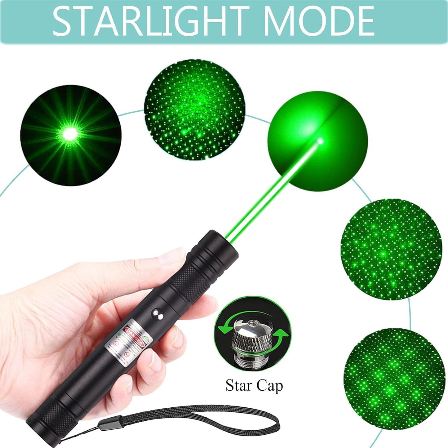 500mW Rechargeable Green Laser Pointer Party Pen Disco Light